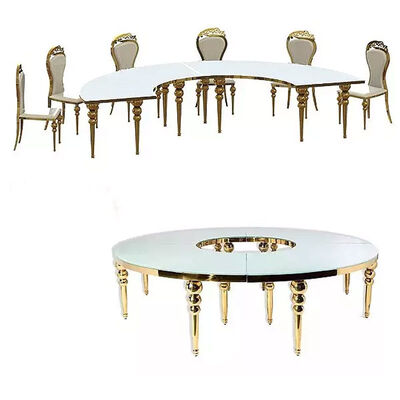Luxury Stainless Wedding Round Dining Table For Banquet Event Wedding Furniture