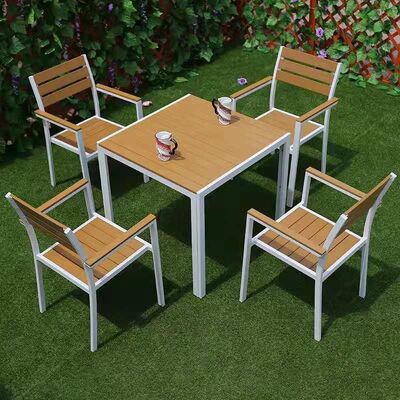 Patio Aluminum Outdoor Table Chairs All Weather Wpc Board Garden Furnitures 160x80x75cm