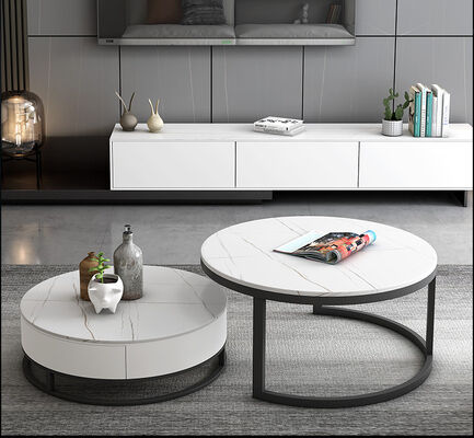 80x80cm Round Luxury Center Tables Design Metal Black Combination
