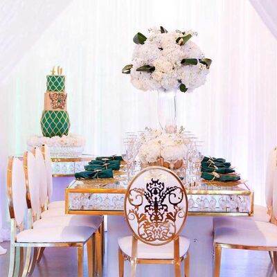 12 Foot Folding Banquet Table Top Glass Rectangle Crystal Chic 8x30