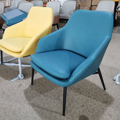 Wingback One Seater Couch Chair Navy Blue Yellow Upholstery Recliner Leather