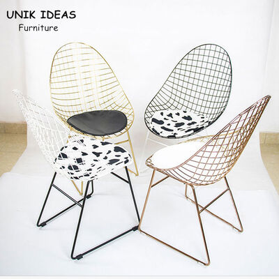 Steel Metal Frame Dining Chair With Gold Legs Outdoor Leisure Seating 55x58x93.5cm