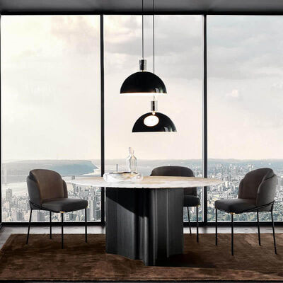 Upholstered Metal Frame Dining Chairs Iron Legs Italian Design 530x590x830mm