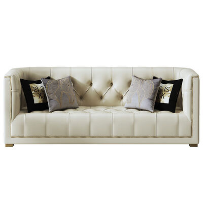 3 Piece White Living Room Sectional Sofa Sleeper Nordic Genuine Leather Villas Home