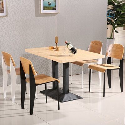 Plywood Restaurant Dining Table And Chairs PU Leather Fast Food Dining Table