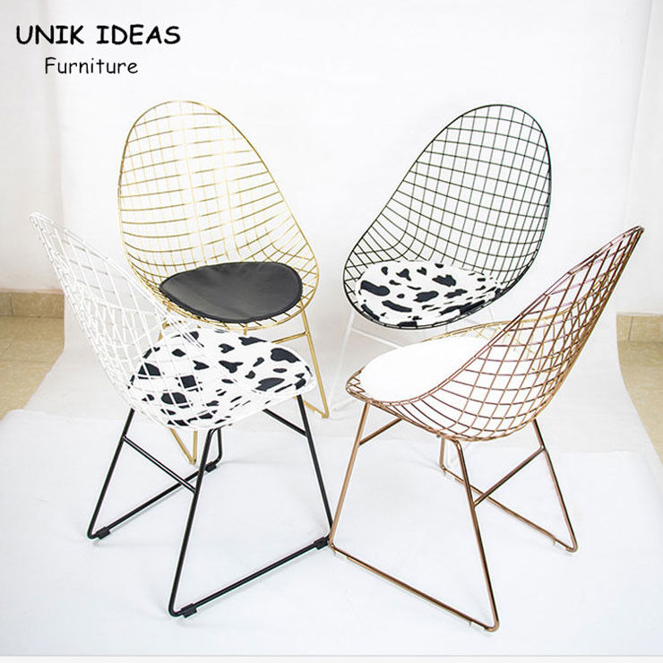 Steel Metal Frame Dining Chair With Gold Legs Outdoor Leisure Seating 55x58x93.5cm