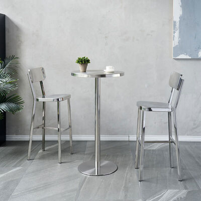 Goede prijs Industriële stijl Outdoor Bistro Roestvrij staal KTV stoel en SH60cm Bar Table Set online