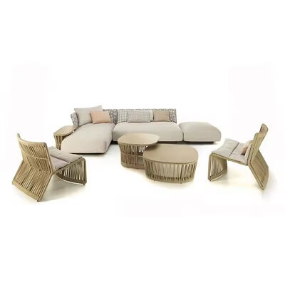 Goede prijs Buiten touw Geweven sectioneel patio meubels L-vormige conversatie sofa set stoel lounge rechts online
