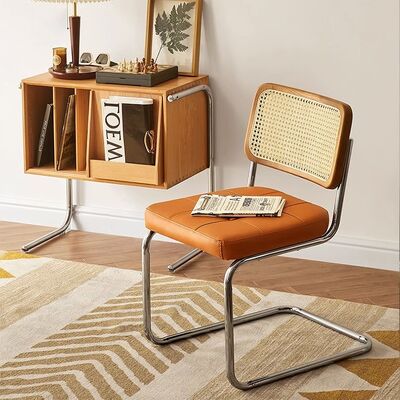 Goede prijs Eenvoudige Comfortabele Solid Wood Home Eetstoel Roestvrij staal Conferentie Cafe Rattan Leisure Stoel online