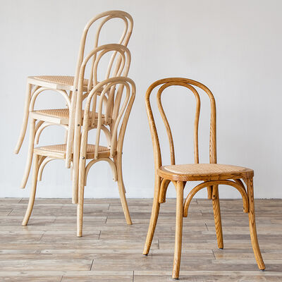 Goede prijs Sterke stoelen van massief hout Stapelbare stoelen van gebogen hout voor restaurants Rattan koffie stoelen Retro online