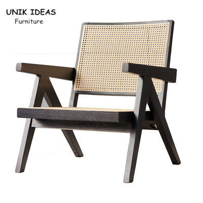 Goede prijs Nordic Modern Indoor Hotel Living Room Chair Hout Rattan Met Armleuning Leisure Sofa Lounge Chair online