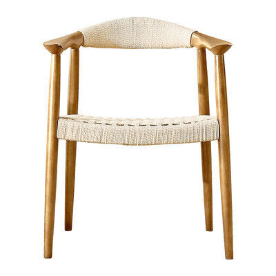 Goede prijs Weave Seat With Arm Modern Restaurant Leisure Zwarte Hout Rattan Eetkamer Stoel online