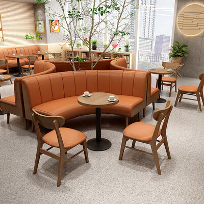Goede prijs Foshan Factory Restaurant Tafel en stoelen Commerciële salontafel met stoel Solid Wood Booth Sofa Zitplaatsen voor restaurant online