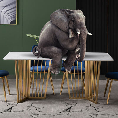 Goede prijs Marmeren Effect Luxeeettafel en Stoelenwit met Roestvrij staalbeen UK-KD006 online