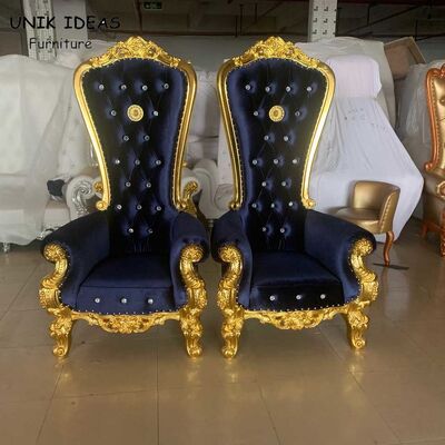 Goede prijs Gouden Koninklijk Sofa King And Queen Chairs voor het Banket Blauwe Zwarte van de Huwelijkshuur online