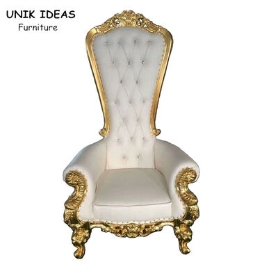 Goede prijs De hoge Achter Gouden Stoelen van de het Huwelijkstroon van Koningsbride and groom voor Huur 1750x520x550mm online